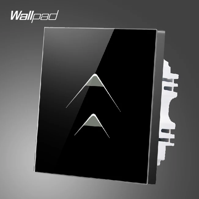 New Wallpad 110 250V UK 86 Size 2 Gang 1 Way Luxury Black Glass Touch