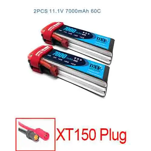 2 шт. DXF lipo Батарея 3S 11,1 V 3500 мА/ч, 4200 мА/ч, 7000 мА/ч, 8000 мА/ч, 60C 120C 240C для 1/10 1/8 RC автомобиль грузовик FPV, вертолет-Дрон - Цвет: 3S7000Softcase-XT150