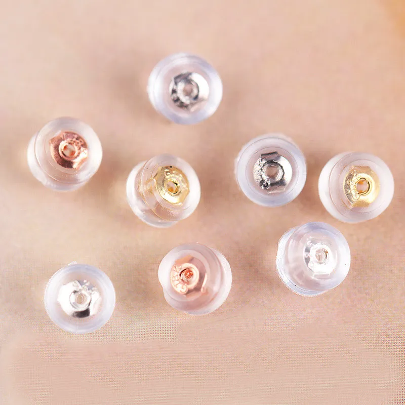 

50 PCS 5mm 6mm Earrings Set Metal G18K Silicone Earrings Accessories Ear Plugging Earring Back Stopper DIY Jewelry Findings