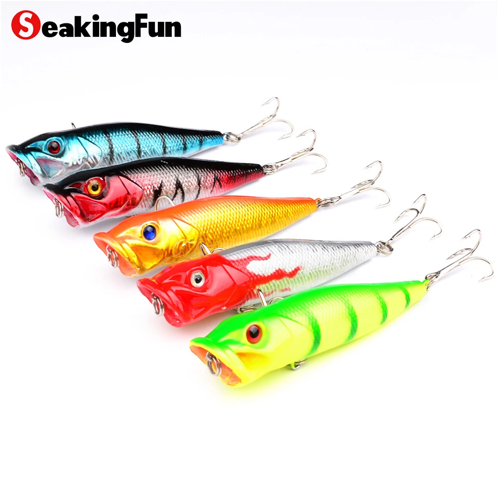 Seakingfun 1 шт. Поппер Рыбалка приманку 8 # крючок воблеры 9.5 см/12 г приманки Иска