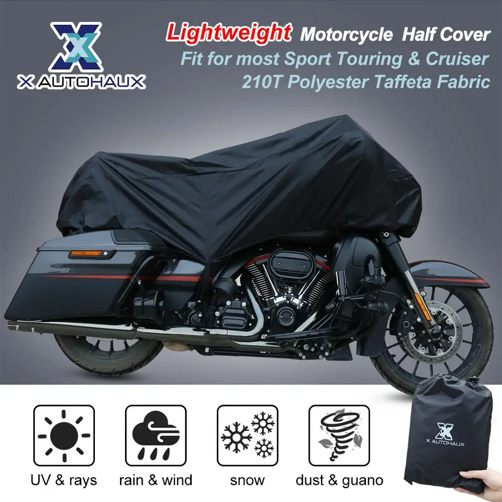 Goede X AUTOHAUX M L XL SIZE Motorfiets Half Cover 210T universele Outdoor Waterproof Stofdicht Regen Dust UV Protector Motorcycle fiets