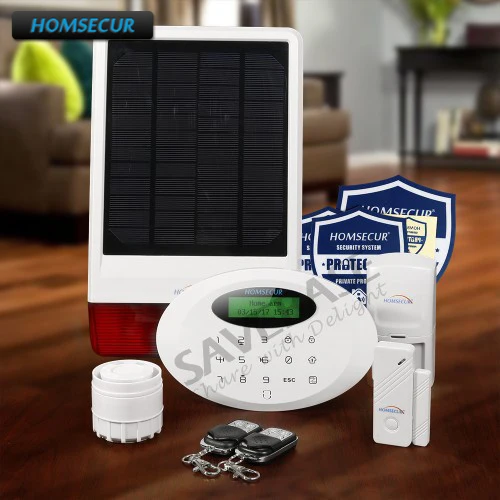 

HOMSECUR Wireless GSM Home Security Alarm System +Wireless Solar Red Flash Siren M3GB
