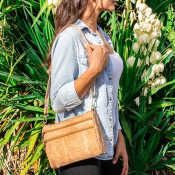 

Cork bags cork Shoulder Bags for women natural cork with silver cork Original handmade crossbody bag BAG-161