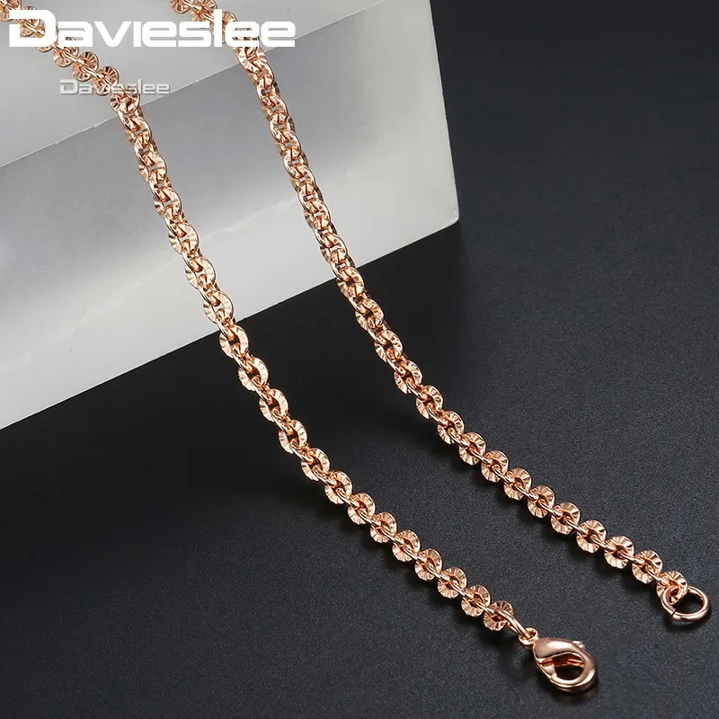 

585 Rose Gold Filled Womens Necklace Fashion Rolo Link Chain Necklaces for Women Jewelry Gift for Women 3mm 45.6cm GN357