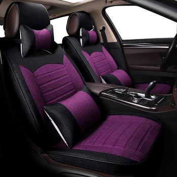 

KOKOLOLEE Flax car seat cover set for vw Hyundai iX25 Toyota RAV4 auto interior accessories luxury design leather seat protector