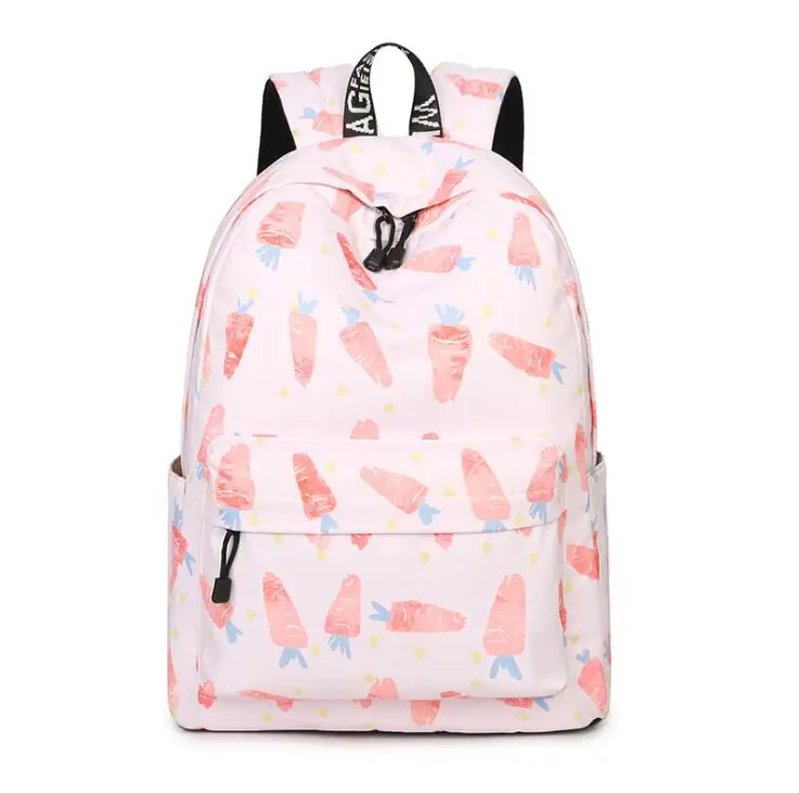 

High Quality Waterproof Women Backpack Cute Carrot Pattern Printing Female Travel Daily Laptop Knapsack W-05-80