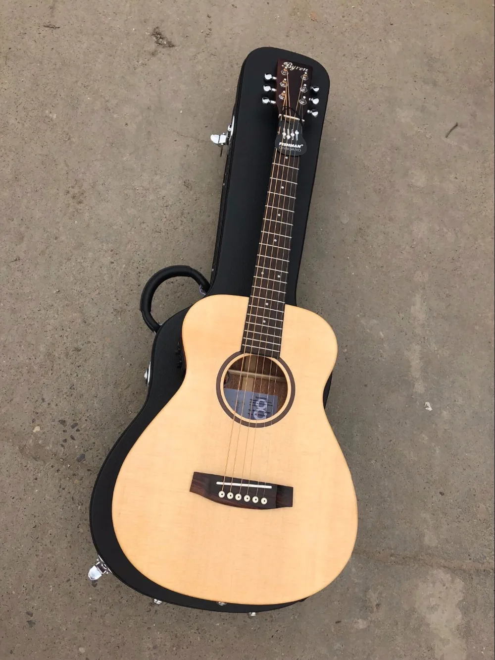 

free shipping top quality kid guitar mini 34 inches solid wood natural color Byron baby guitar travel acoustic electric guitar