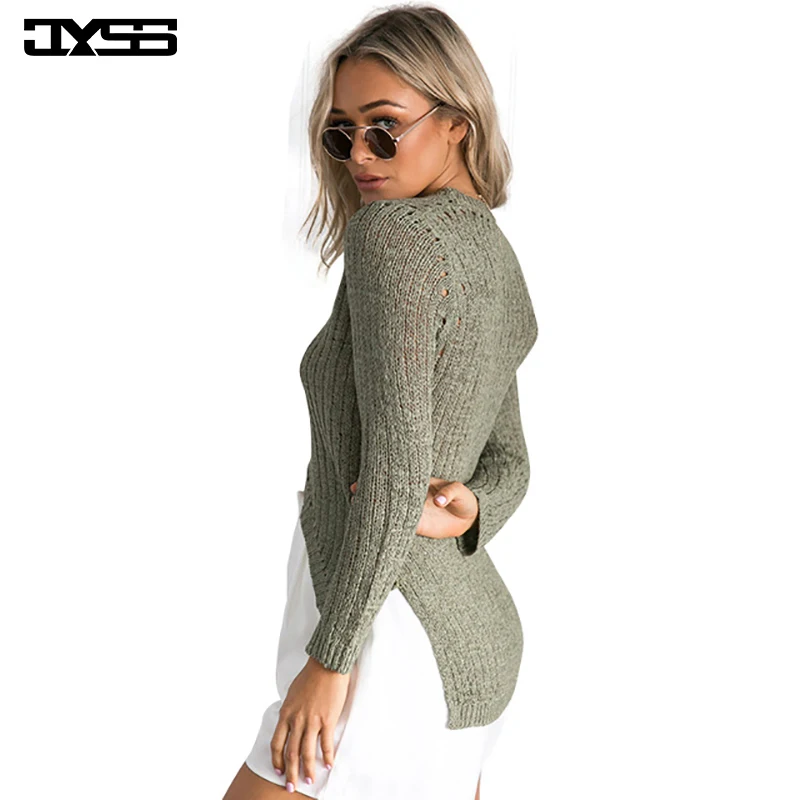 

JYSS New arrival Fashion autumn thin sweater for woman Casual midriff-baring sexy irregular women sweaters and pullovers 80785