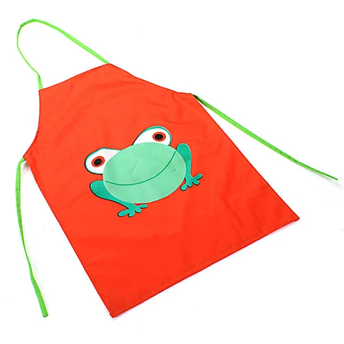 Kids Children Cute Waterproof Cartoon Frog Apron Printed Painting Cooking Apron For Kitchen Women Housework 49.5cm x 35cm