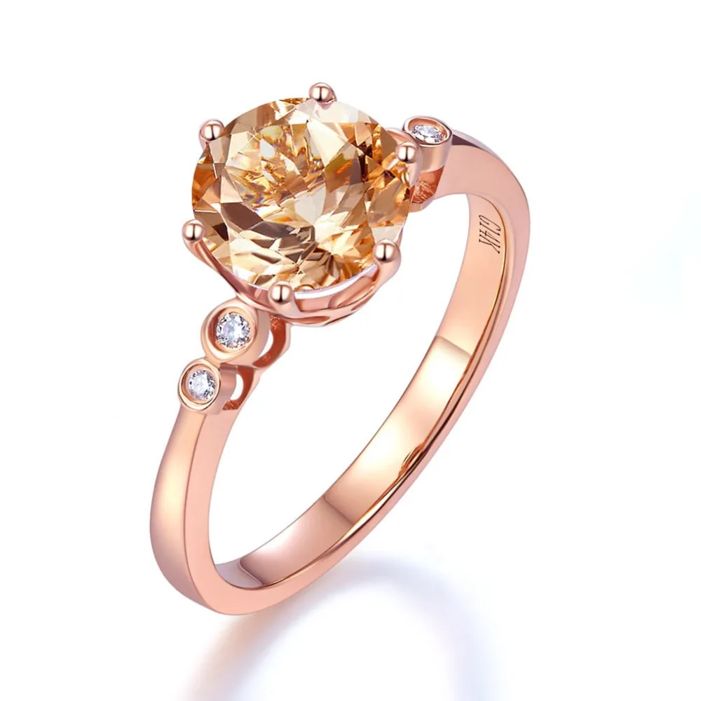 

Peacock Star 14K Rose Gold Wedding Engagement Ring 1.2 Ct Peach Morganite 0.03 Ct Natural Diamonds