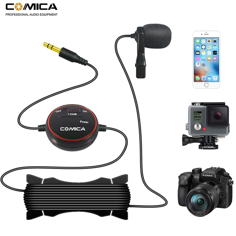 

Comica V03 Lavalier Lapel Microphone Clip-on Omnidirectional Condenser interview Microphone for iPhone Smartphone DSLR Cameras