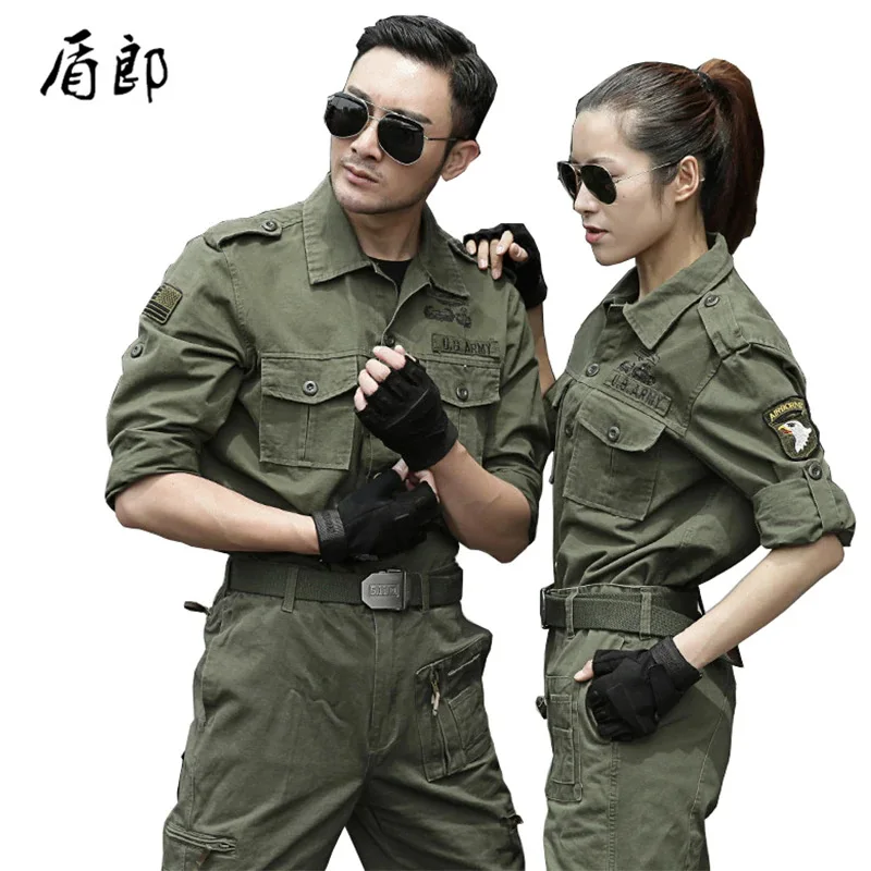 

Outdoor Sport Uniforme Military 101 Airborne Tactical Uniforms Army Green Mens Hunting Clothing Combat Shirt Cotton Winter Sets