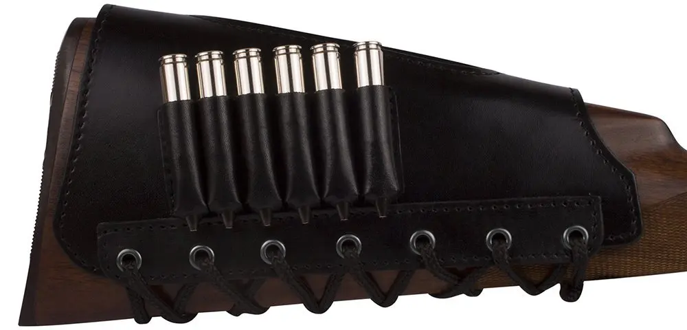 

Leather Cartidge Buttstock Shotgun Shell Holder, Hunting Buttstock Ammo Holder Pouch Bag for Rifles, 7.61 and 410