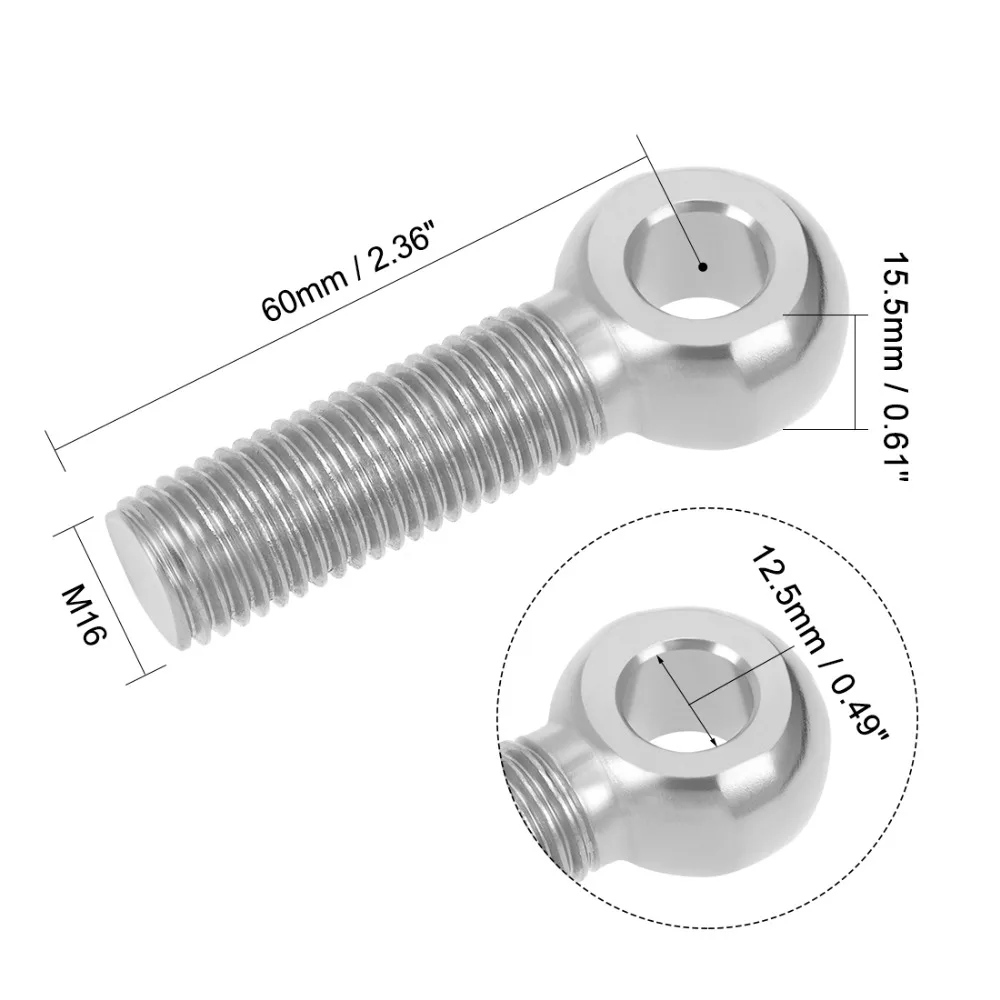 UXCELL M16x60mm болт 304 из нержавеющей стали машинный подъемный рым-болт метрические резьбовые крепежные детали оборудование для домашнего обустройства