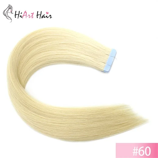 HiArt 2,5 г лента для наращивания волос настоящие человеческие волосы для наращивания супер двойная нарисованная лента натуральные волосы прямые волосы remy для наращивания - Цвет: #60