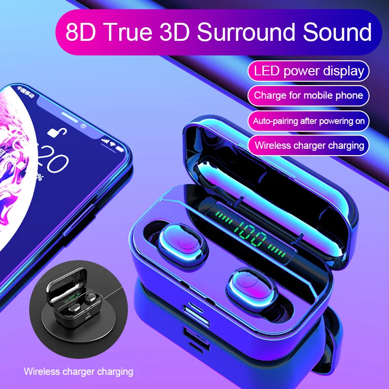 

TWS Bluetooth Earphone LED Display 3500mah IPX6 waterproof Earphones Wireless Headphones For Andorid Ios with Handsfree Function