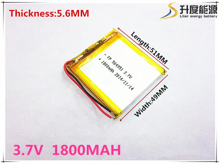 Размер 564951 3 7 V 1800 mah литий полимерный аккумулятор с защитной доской для GPS