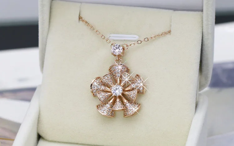 

Best Quality Wedding Rotary Flower Windmill 925 silver Original Crystals From Swarovskis Pendant Necklaces Women