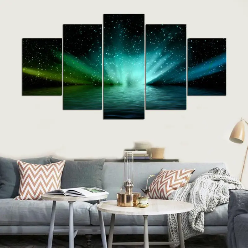 

Wall Art Framework Canvas Painting Home Decor Room Poster 5 Pieces Beautiful Sky Star Landscape Modular Pictures HD Printed