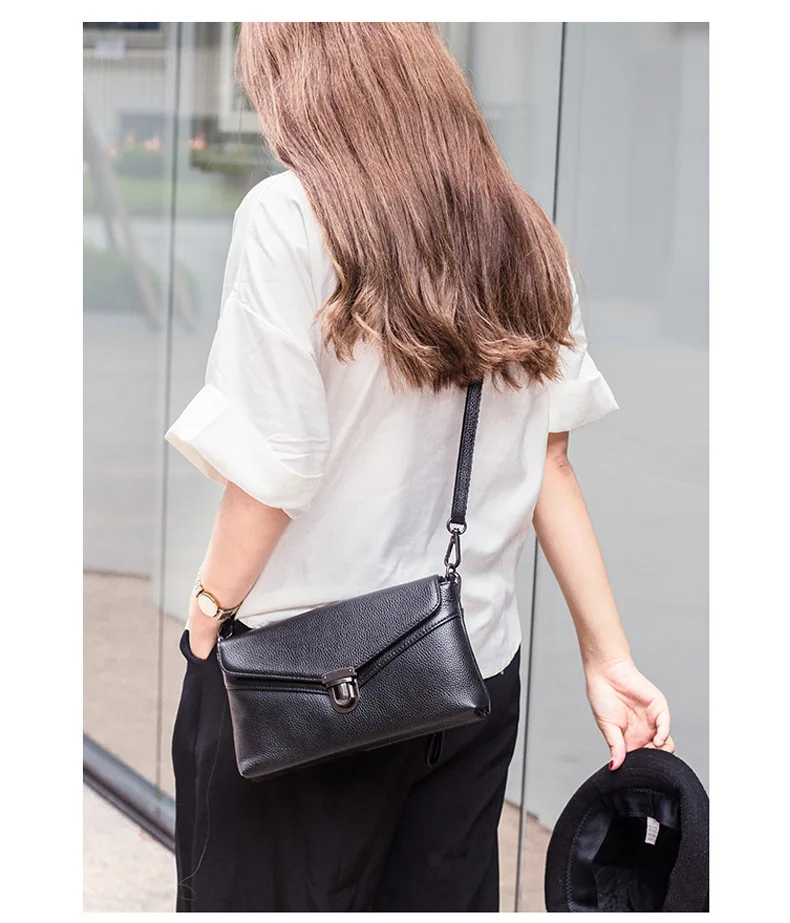 MJ Brand Women Handbag Fashion Genuine Leather Envelope Day Clutch Female Flap Messenger Bag Small Buckle Crossbody Shoulder Bag (11)