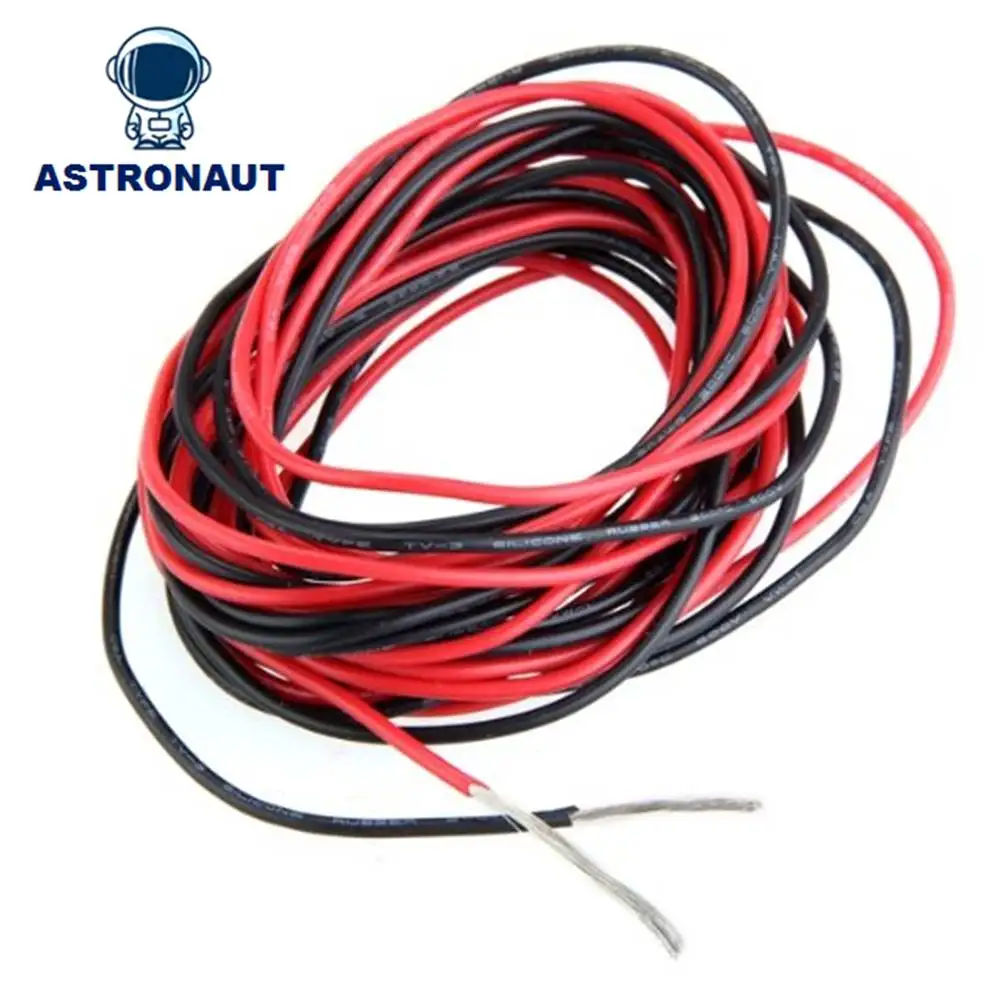 

1meter Red+1meter Black Silicon Wire 16AWG 18AWG 20AWG 22AWG 24AWG 26AWG Heatproof Soft Silicone Silica Gel Wire Cable