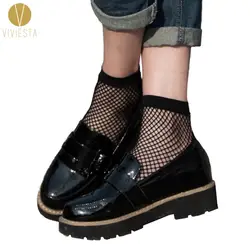 [4 пары] ажурные экипажа носки-Женская 2018 Новый модный тренд панк-рок Прохладный негабаритных кружева сетки носки длиной по щиколотку черный