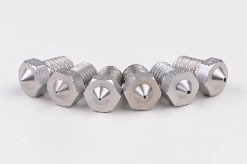 

E3D stainless steel nozzle V5 V6 Nozzle 0.25 0.3 0.5 0.4 0.6 0.8 mm Threaded M6 3D Printer Parts 1.75mm 3.0mm Filament