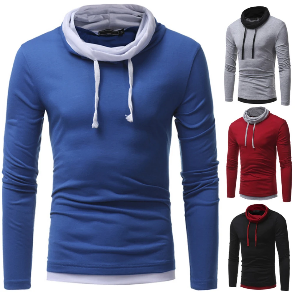 Heaps Collar Casual Long Sleeve Pullover Shirt Solid Color Men's Slim
