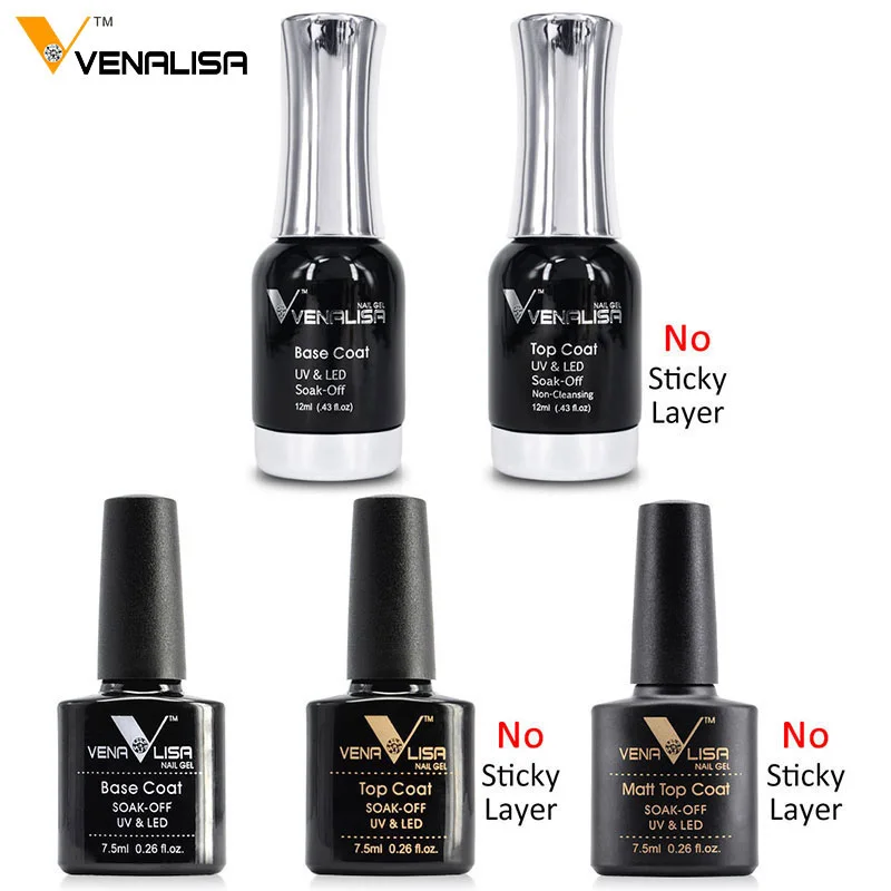 

7pcs/set Venalisa Primer Fast Dry Professional Nail Art Salon Base Coat Soak off UV LED Tempered Super Topcoat Nail Gel Polish