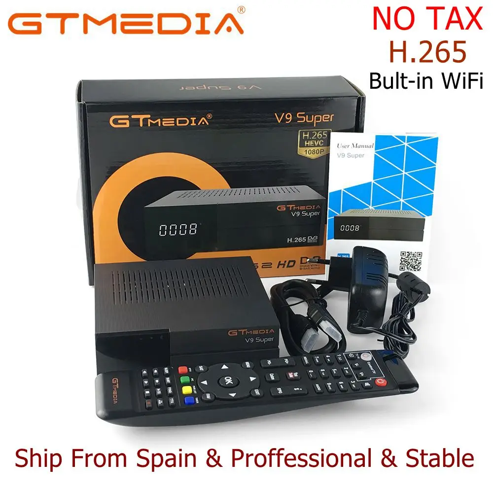 

Newest GTmedia TV Box V9 Super Most Stable Satellite Receiver DVB-S2 FULL HD 1080P Support PowerVu DRE &Biss key DLNA Receptor