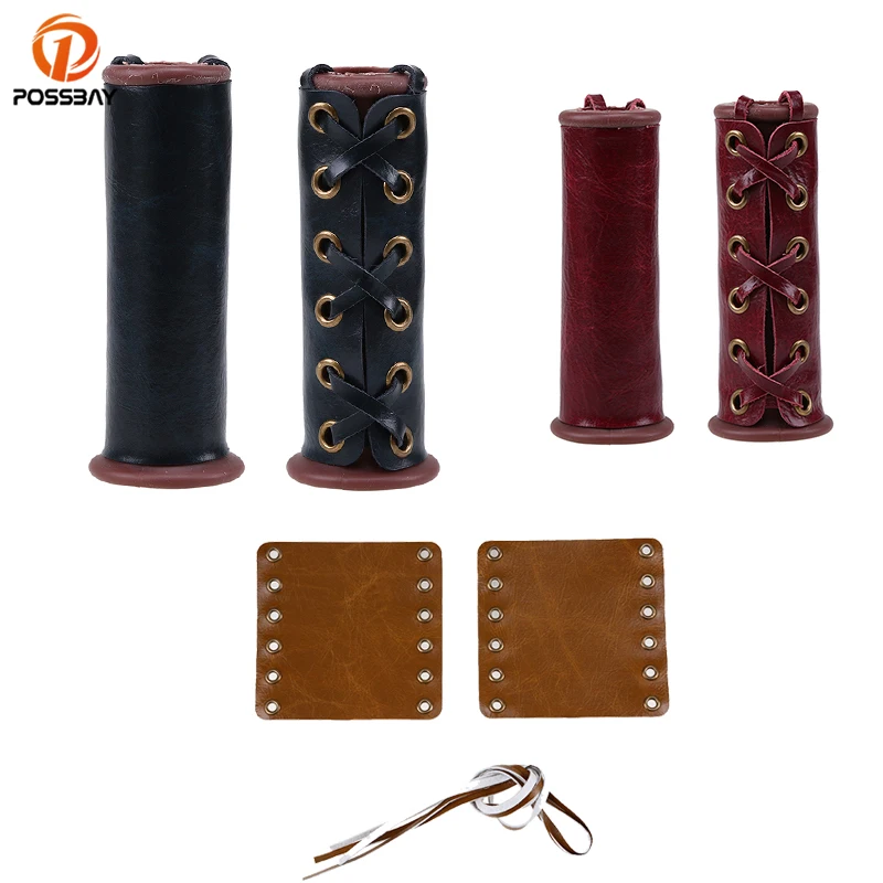 

POSSBAY Motorcycle Grip Cover Handlebar Protector Cover Motorbike Motocross Cafe Racer Leather Hand Grip Wraps for Honda Yamaha