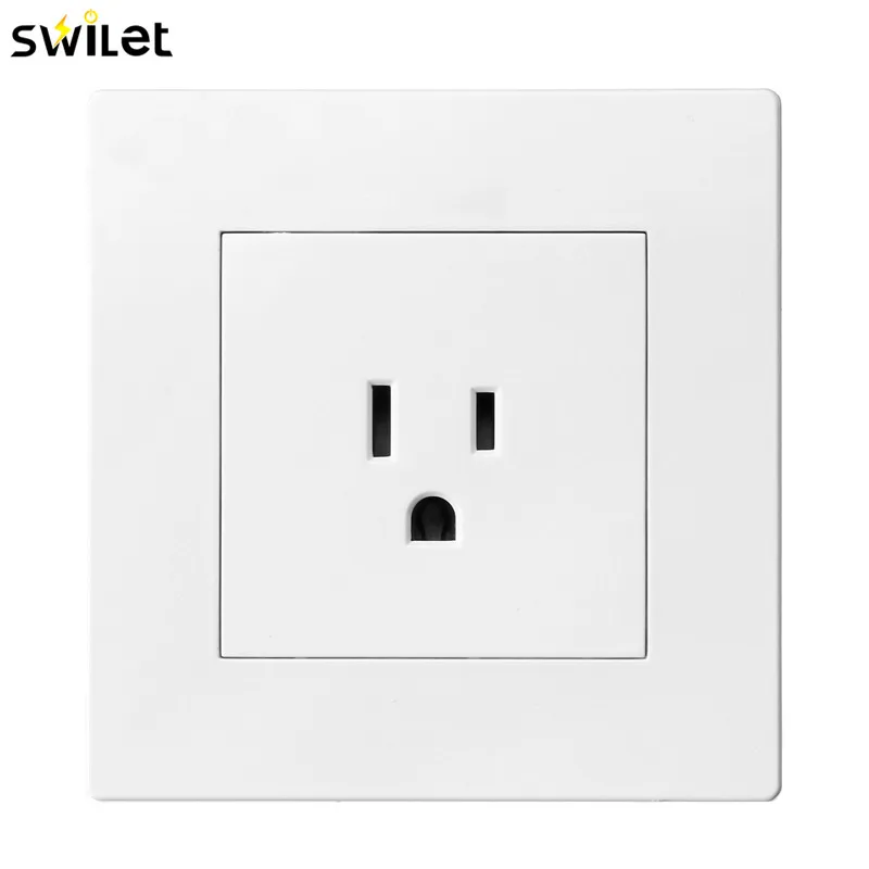 

SWILET 86X86mm Nema Socket White American Socket Wall Power Outlet Panel US Standard 125V