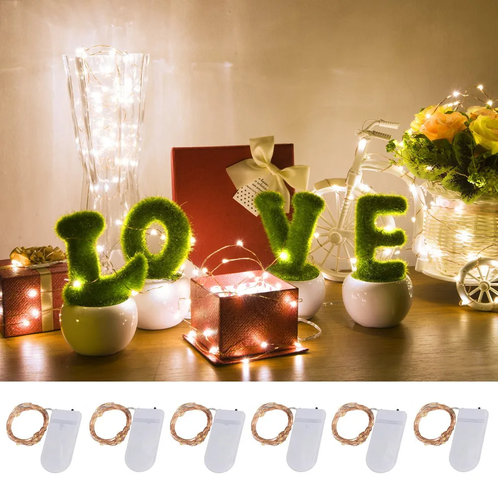 

10pcs/lot LED String Lights Night 2M 20 Mini invisible LED Starry Fairy Light for Holiday Wedding Party Garden