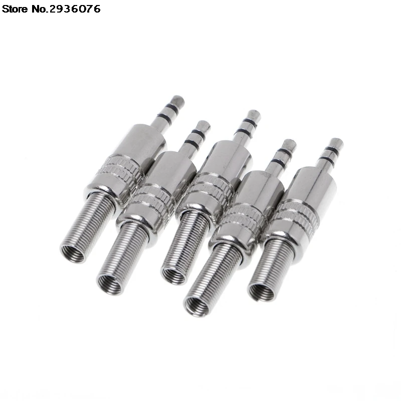 

5Pcs/set Metal 3.5mm 2 Ring 3P Stereo Jack Plug Cable Solder Adapter Terminal w/Spring