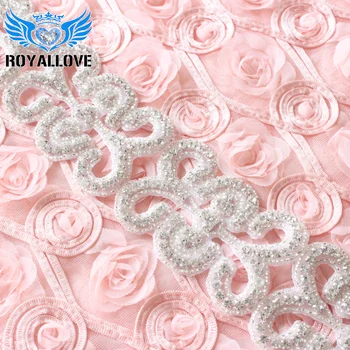 

(10 Yards)Top Handmade 5.5cm width Rhinestone applique belt flower Beaded rhinestone trims wedding sash belt applique for bridal