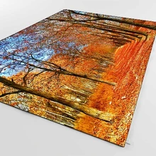 Осень лес красный оранжевый Листья коричневое дерево 3d печать Нескользящая микрофибра Гостиная декоративный современный моющийся коврик