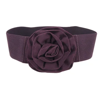 

HOT SALE!New Practical Superior Purple Flower Design Buckle Elastic Waist Belt for Lady