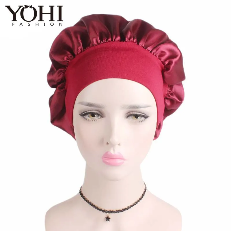 Новая модная Роскошная широкая Женская кепка chemo beauty салонный берет для ночного сна сатиновая скатерть дамская шляпа без полей