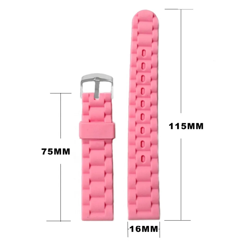 16 мм розовый Mimosa силиконовый желе резиновый ремешок для часов WB1060L16JB|watch band black