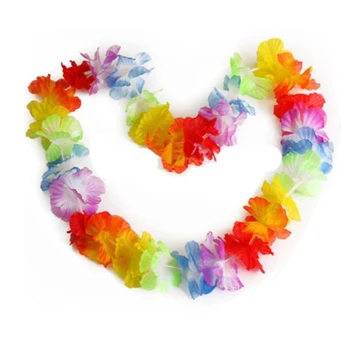 

10Pcs Set Hawaiian Artificial Flower Leis Garland Necklace for Beach Fancy Dress Wedding Party DIY Beach Decoration Home Garden
