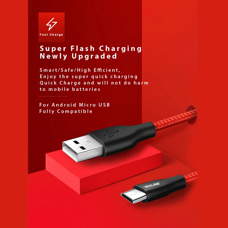 5V 2A Micro USB кабель VOXLINK USB Кабель зарядного устройства для samsung/xiaomi/lenovo/huawei/htc/Meizu Android кабели для мобильных телефонов