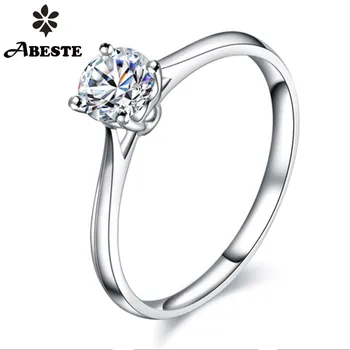 

ANI 18K White/Yellow/Rose Gold (AU750) Women Wedding Ring Solitaire 0.20ct Certified SI1 Real Diamond Engagement Ring Lovers