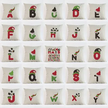 

Merry Christmas Create 26 English Letters With Christmas Caps Pillow Case Home Decoration Cushion Cover Festival Personal Gift