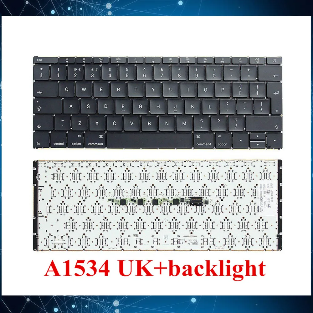 

NEW For Macbook Pro Retina 12" A1534 keyboard UK Layout with backlight EMC 2746 EMC 2991 EMC 3099 2105 2016 2017 YEAR