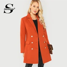 Double Breasted Notched Neck Coat