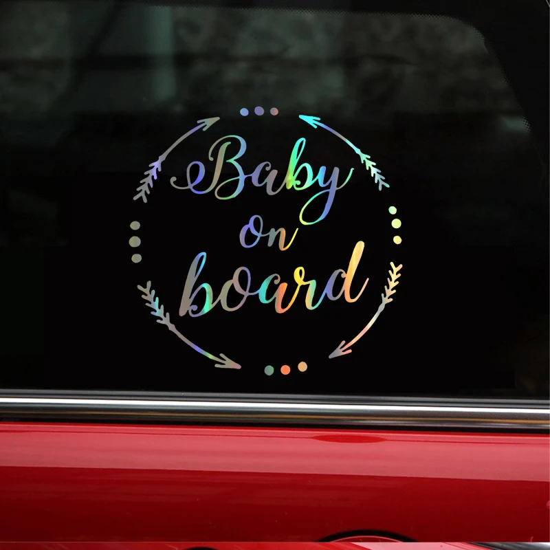 15.8*15.6cm Car Sticker 3D BABY ON BOARD Funny Decal Reflective Laser Vinyl Styling Black Silve | Автомобили и мотоциклы