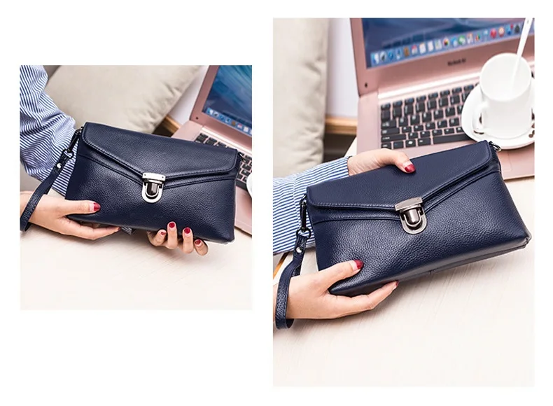 MJ Brand Women Handbag Fashion Genuine Leather Envelope Day Clutch Female Flap Messenger Bag Small Buckle Crossbody Shoulder Bag (18)