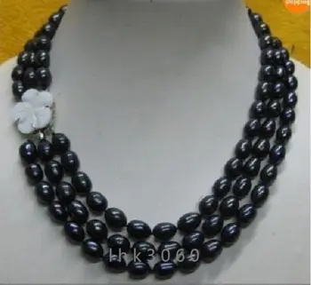 

Beautiful Natural Good 3 rows Chocolate Brown shell pearl clasp necklace>>>girls choker necklace pendant Free shipping