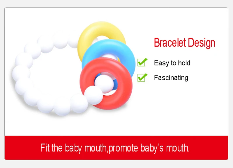 Colorful Baby Chewy Teething Toys Bell Ring Teether Toddlers Organic Infants Training Sensory Toothbrushes  (6)