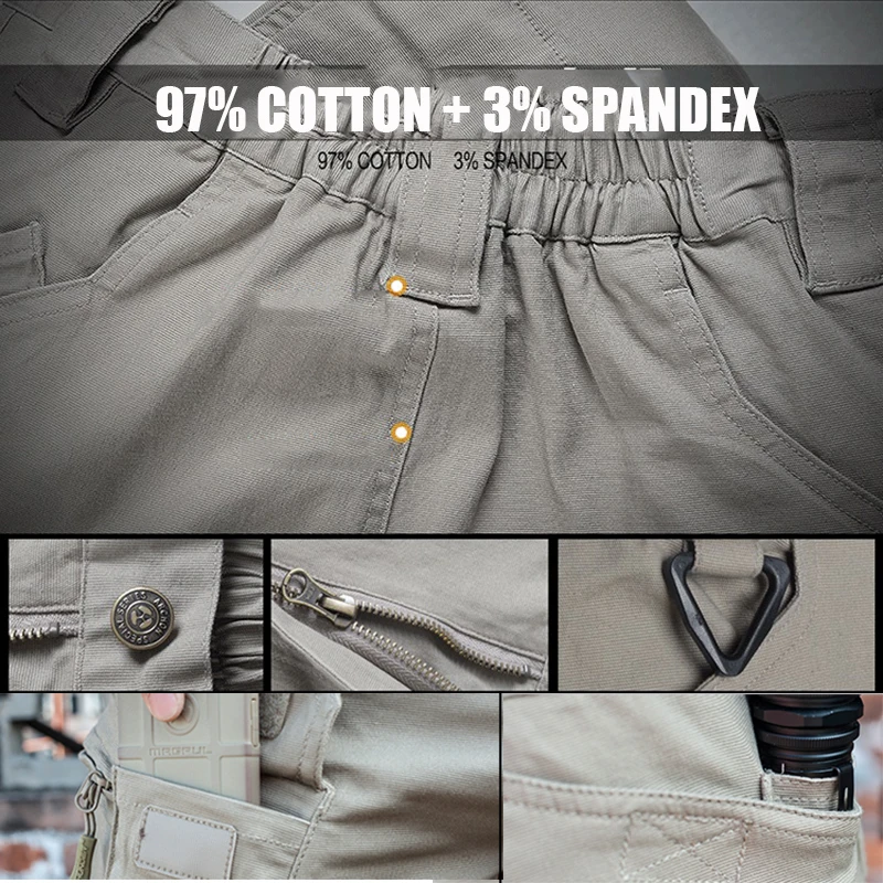  IX9 City Tactical Cargo Pants Men Combat SWAT Army Military Pants Cotton Many Pockets Stretch Flexi